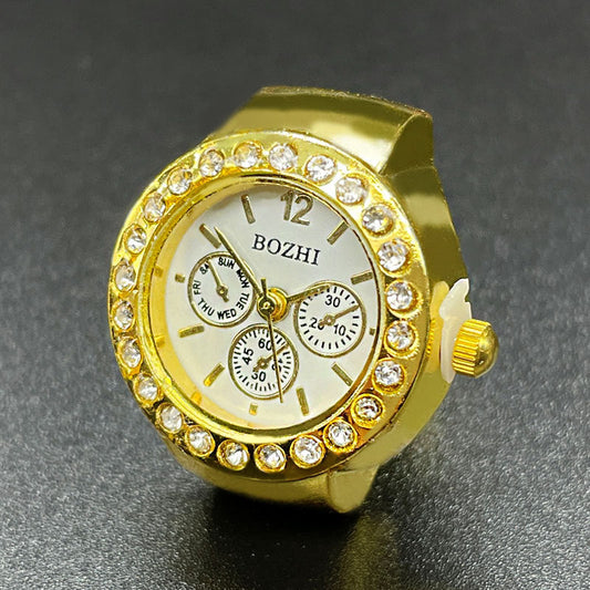 Minimalist Quartz Unisex Ring Watch – Adjustable Stainless Steel Finger Watch