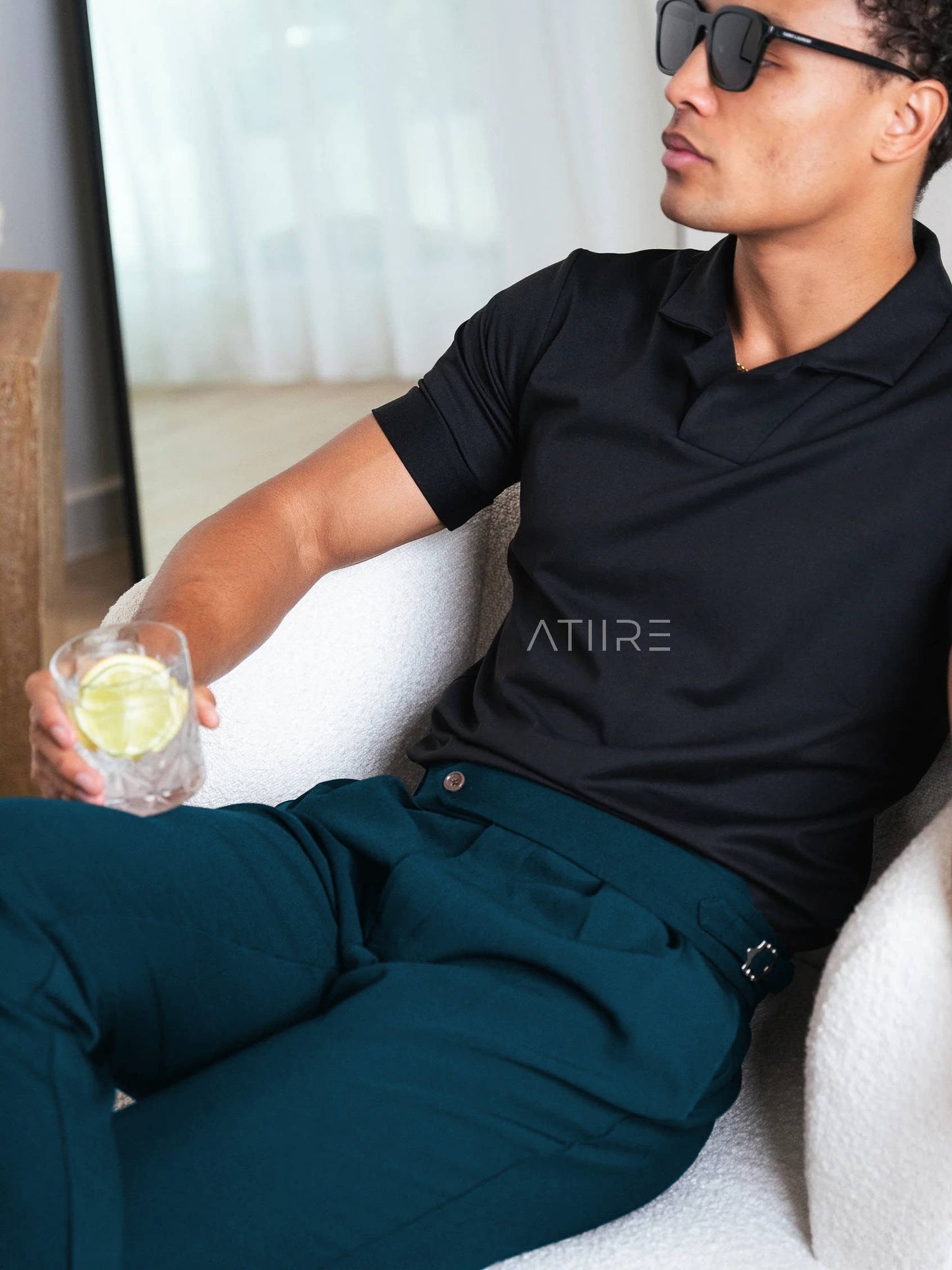 TEAL BLUE SIGNATURE ITALIAN GURKHA PANTS BY ATIIRE
