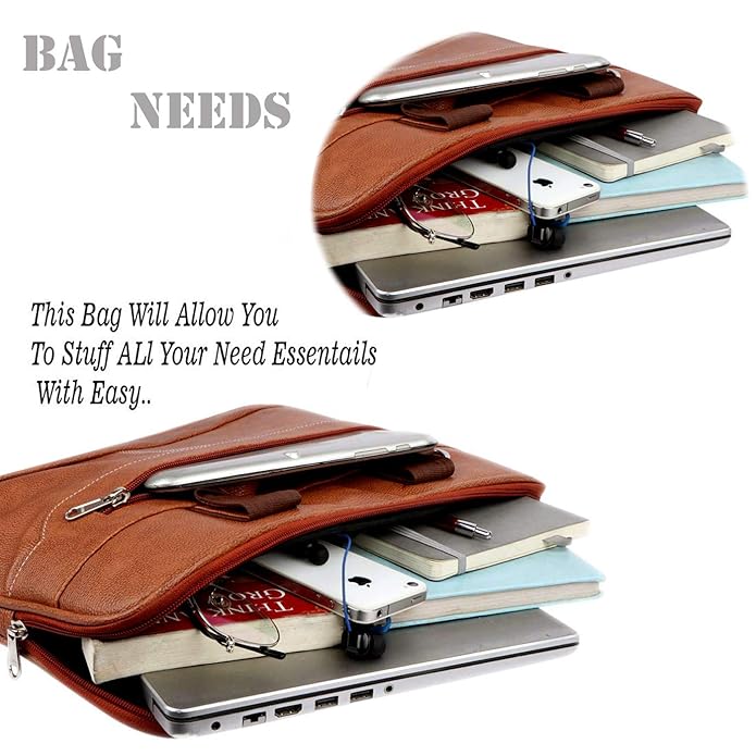 Men's Leather Finish Laptop & Shoulder Bag By ATIIRE