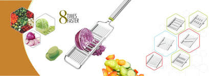 6 in 1 Stainless Steel Kitchen Chips Chopper Cutter Slicer and Grater with Handle