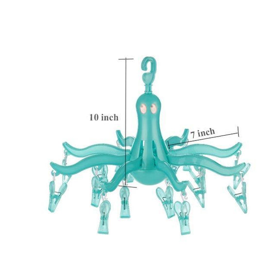 Small Octopus Folding Hanging Dryer Round Folding with 16 Pegs (Multicolor)