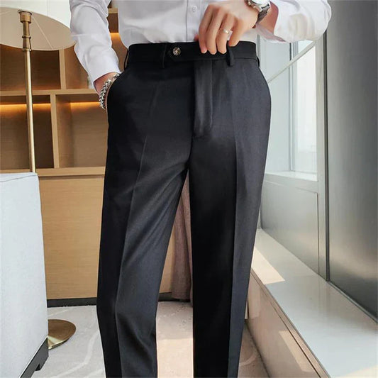 BRITISH STYLISH FORMAL SUIT PANTS JET BLACK BY ATIIRE