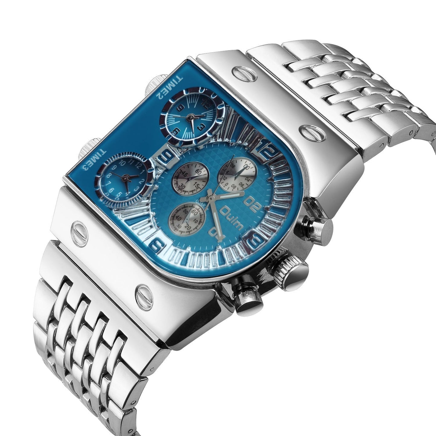 Oulm U-shaped Steel Large Dial Quartz watch For Men