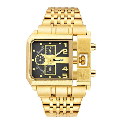 Oulm Large Dial Quartz Watch Stainless Steel calendar watch for men HP3364P