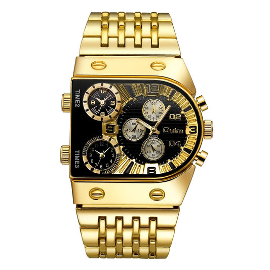 Oulm U-shaped Steel Large Dial Quartz watch For Men