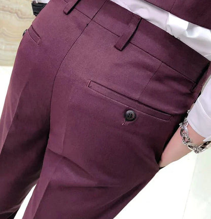 BRITISH STYLISH WINE FORMAL SUIT PANTS BY ATIIRE